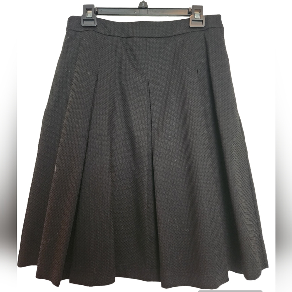 HALOGEN Black Cotton Lined Pleated Textured Skirt SZ 10